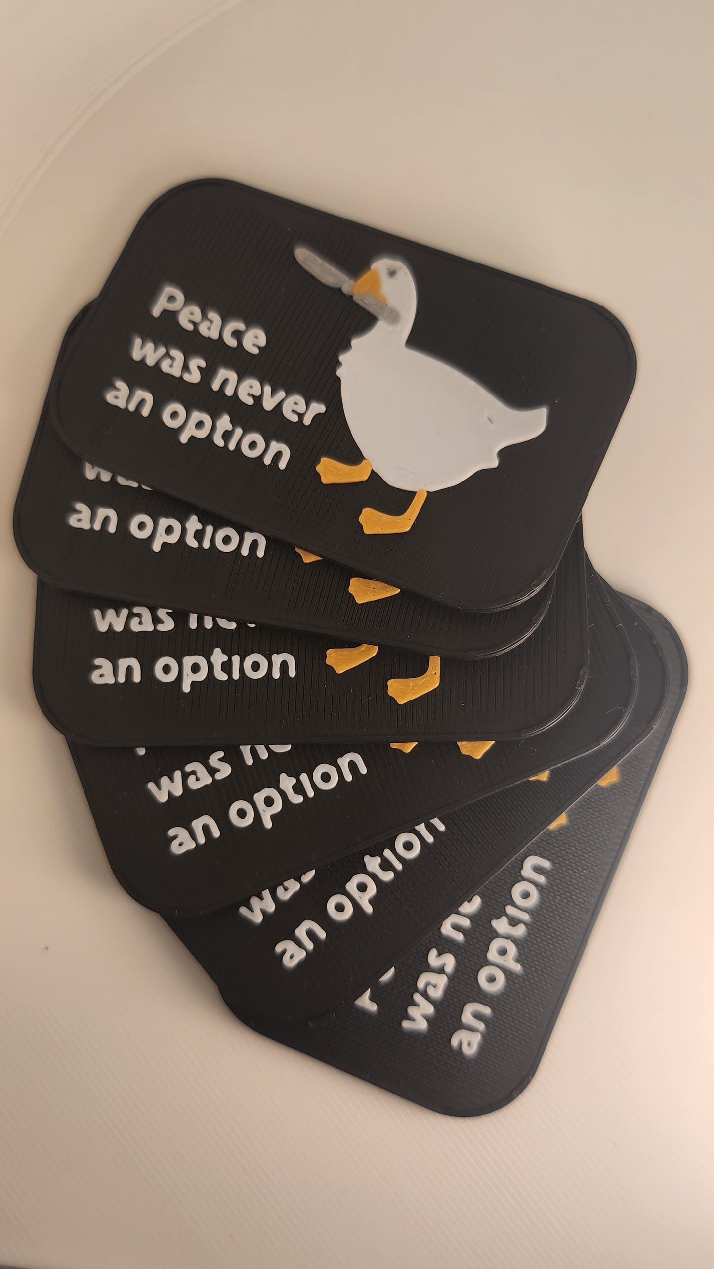 Untitled Goose Game 'Peace Was Never an Option' Badge & Keyring